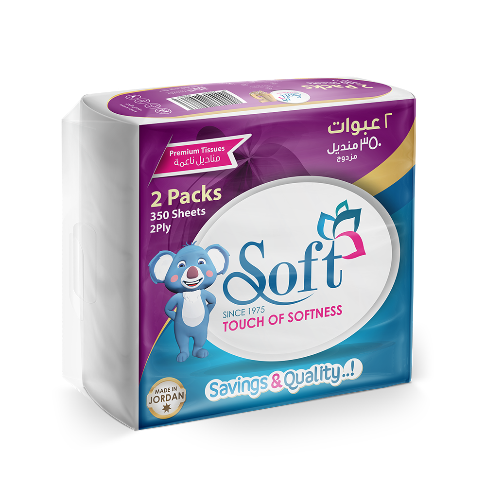 Soft Tissues nylon pack 350 sheet 2 ply ( 2 pcs) - Wadi Al-Rafidain ...