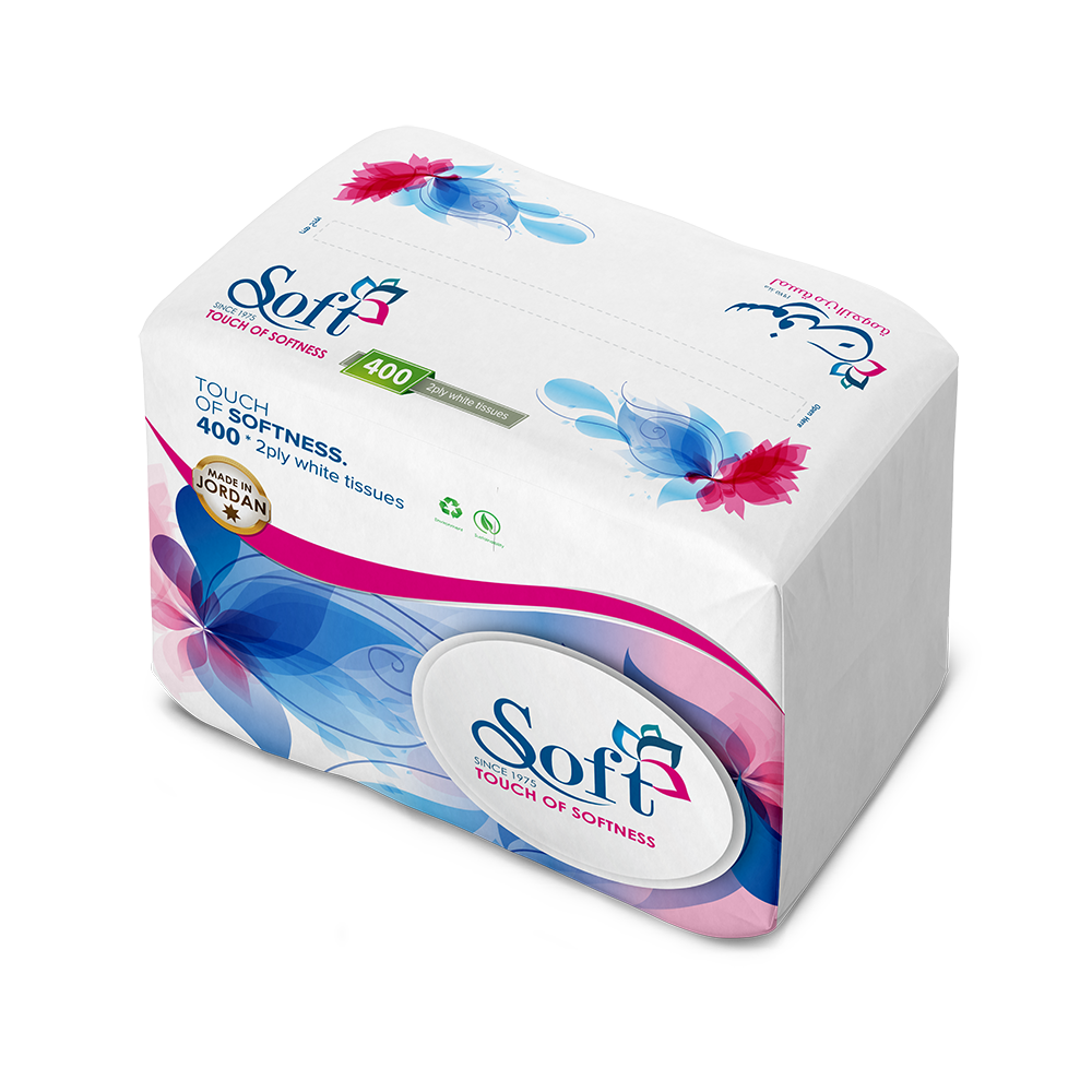 Soft Tissues nylon pack 400 sheet 2 ply (1 Pcs) - Wadi Al-Rafidain ...