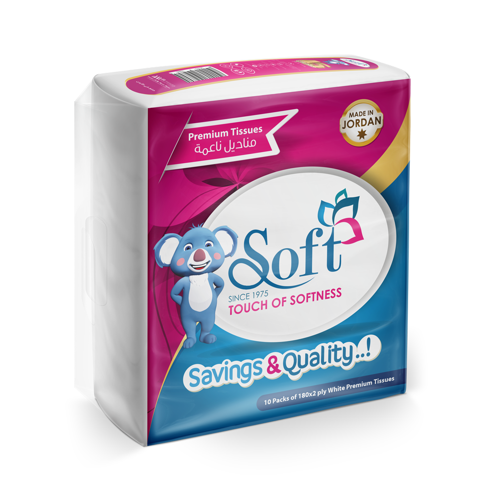 Soft Tissues nylon pack 180 sheet 2 ply (10 Pcs) - Wadi Al-Rafidain ...