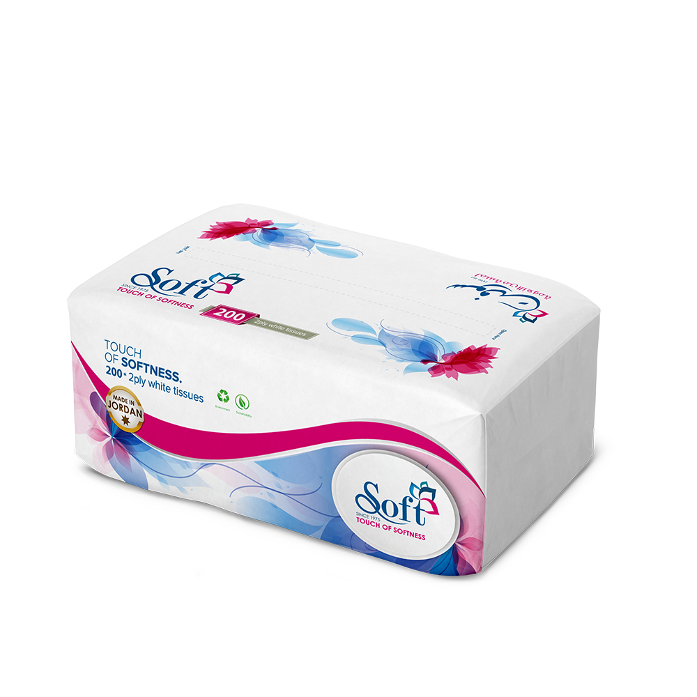 Soft Tissues nylon pack 200 sheet 2 ply (1 Pcs) - Wadi Al-Rafidain ...